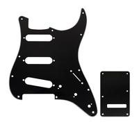 Musiclily Pro 11 Trous Set de ST Pickguard et Plaque Arrière pour Guitare électrique Squier Sonic Strat SSS, 3 plis Noir