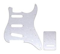 Musiclily Pro 11 Trous Set de ST Pickguard et Plaque Arrière pour Guitare électrique Squier Sonic Strat SSS, 4 plis White Pearl