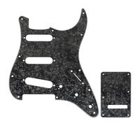 Musiclily Pro 11 Trous Set de ST Pickguard et Plaque Arrière pour Guitare électrique Squier Sonic Strat SSS, 4 plis Black Pearl