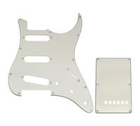Musiclily Pro 11 Trous Set ST Pickguard et Plaque Arrière pour Guitare électrique Tagima TG-530 Strat SSS, 3 plis Aged White