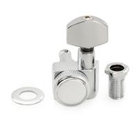 Musiclily Pro 18:1 Ratio 2-Pin Mécanique à Blocage Individuelle Côté Aigus Locking Tuner avec Bouton Hex pour Guitare électrique Fender Strat Tele, Chrome