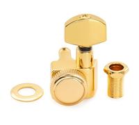 Musiclily Pro 18:1 Ratio 2-Pin Mécanique à Blocage Individuelle Côté Aigus Locking Tuner avec Bouton Hex pour Guitare électrique Fender Strat Tele, Doré