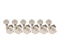 Musiclily Pro 6 en Ligne Mécaniques à Blocage 18:1 Ratio Locking Tuners avec Bouton Ovale Vintage Vis 45°pour Guitare électrique type Strat Tele, Nickel