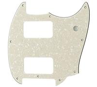 Musiclily Pro 9 Trous Round Corner HH Pickguard 2 Humbuckers Plaque de Protection pour Guitare électrique Squier Bullet Series Mustang, 4 Plis Aged White Pearl