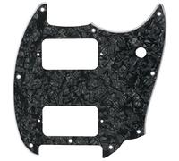 Musiclily Pro 9 Trous Round Corner HH Pickguard 2 Humbuckers Plaque de Protection pour Guitare électrique Squier Bullet Series Mustang, 4 Plis Black Pearl