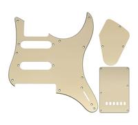 Musiclily Pro 9 Trous Set Pickguard Plaque Arrière Tremolo et Plaque Cavité de Contrôle pour Guitare électrique Yamaha PAC112V HSS, 3 plis Crème