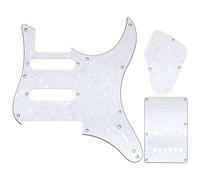 Musiclily Pro 9 Trous Set Pickguard Plaque Arrière Tremolo et Plaque Cavité de Contrôle pour Guitare électrique Yamaha PAC112V HSS, 4 plis White Pearl