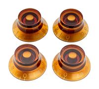 Musiclily Pro Gaucher US Boutons Top Hat Bell Knobs Ambre Lot de 4 | 24 Dents Fines, pour Guitare électrique Style USA LP SG