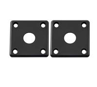 Musiclily Pro Guitare Plaque Jack Courbée Jack Plate en Plastique avec Trou 10mm pour Guitare électrique Epiphone LP SG Style, Noir (Lot de 2)