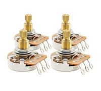 Musiclily Pro HD A250K Métrique Coarse 18-Spline Split Shaft Potentiomètre Audio Axe en Laiton pour Guitare Electrique Basse (lot de 4)