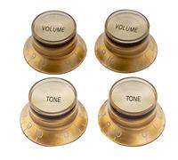 Musiclily Pro Imperial Inch Size Boutons Top Hat Reflector 2 Volume 2 Tone Knobs pour USA Les Paul SG Guitare électrique, Doré avec Sommet Doré