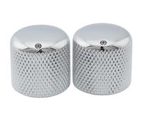 Musiclily Pro Inch Fin 24 Dents Acier Boutons Dome Enfoncer Knobs 18mm avec Point Indicateur pour USA Guitare électrique ou Basse, Chrome (Set de 2)
