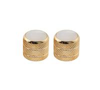 Musiclily Pro Inch Fin 24 Dents Acier Boutons Dome Sommet Perle de Nacre Enfoncer Knobs pour USA Guitare électrique ou Basse, Doré (Set de 2)
