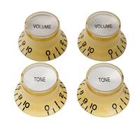 Musiclily Pro Inch Size Boutons Reflector Top Hat 2 Volume 2 Tone Knobs pour USA Les Paul SG Guitare électrique, Crème avec Sommet Argent