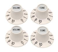 Musiclily Pro Inch Size Fine 24 Dents Boutons Chapeau de Sorcière Witch Hat Knobs pour Pédale d'effet Amplificateur Guitare électrique Basse, Aged White(2 Tone + 2 Volume Set)