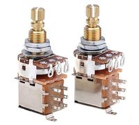Musiclily Pro Laiton Full Métrique A250K Potentiomètres Push/Push Audio Axe Cannelé pour Guitare électrique et Basse (Lot de 2)