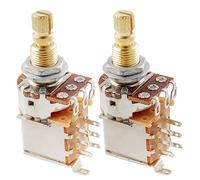 Musiclily Pro Laiton Full Métrique A500K Potentiomètres Push/Push Audio Axe Cannelé pour Guitare électrique et Basse (Lot de 2)