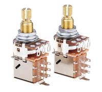 Musiclily Pro Laiton Full Taille Métrique A250K Potentiomètres Push/Pull Audio Axe Cannelé pour Guitare électrique et Basse (Lot de 2)