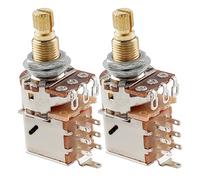 Musiclily Pro Laiton Full Taille Métrique A500K Potentiomètres Push/Pull Audio Axe Cannelé pour Guitare électrique et Basse (Lot de 2)