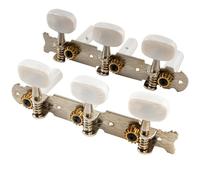 Musiclily Pro Mécaniques 3x3 pour Guitare Classique, Nickel Bouton Ovale Blanc