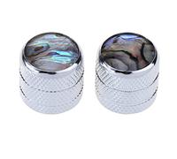 Musiclily Pro Métal Taille Métrique 18-Splines Push-on Boutons Dôme de Potentiomètre Top Abalone Knobs pour Guitare électrique Telecaster ou Basse, Chrome(Lot de 2)
