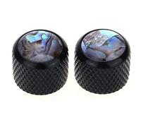 Musiclily Pro Métal Traditionnel Métrique Boutons Dôme Contrôle Volume Tonalité Top Abalone Knobs pour Guitare électrique Telecaster ou Basse, Noir(Lot de 2)