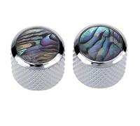 Musiclily Pro Métal Traditionnel Métrique Boutons Dôme Contrôle Volume Tonalité Top Abalone Knobs pour Guitare électrique Telecaster ou Basse, Chrome(Lot de 2)