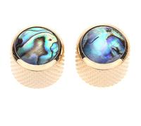 Musiclily Pro Métal Traditionnel Métrique Boutons Dôme Contrôle Volume Tonalité Top Abalone Knobs pour Guitare électrique Telecaster ou Basse, Doré(Lot de 2)