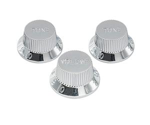 Musiclily Pro Métrique 18 Splines Boutons de Potentiomètres 1 Volume 2 Tone Strat Knobs Set pour Stratocaster Squier ST Style, Chrome
