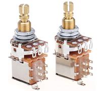 Musiclily Pro Métrique B250K Potentiomètre Push/Push Axe Cannelé Lot de 2 | Laiton,Linéaire, pour Guitare électrique et Basse
