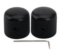 Musiclily Pro Métrique Boutons Dome Knobs avec Fixation Vis Noir Lot de 2 | Acier,pour Guitare électrique Import Fender Tele/Precision Bass