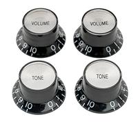 Musiclily Pro Métrique Boutons Reflector 2 Volume 2 Tone Noir Sommet Argent | 18 Dents,pour Guitare électrique Epi LP SG