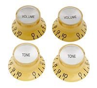 Musiclily Pro Métrique Boutons Reflector 2 Volume 2Tone Crème Sommet Argent | 18 Dents,pour Guitare électrique Epi LP SG