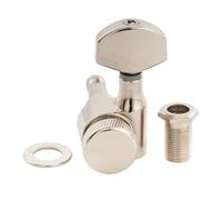 Musiclily Pro R15J 15:1 Ratio 2-Pin Mécanique à Blocage Individuelle Côté Aigus Locking Tuner avec Bouton Hexagonal pour Guitare électrique Squier Strat Tele, Nickel