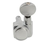 Musiclily Pro R18K 18:1 Ratio 2-Pin Mécanique à Blocage Individuelle Côté Aigus Locking Tuner avec Bouton Ovale Vintage pour Guitare électrique Fender Strat Tele, Chrome