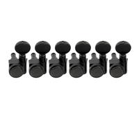 Musiclily Pro R18K 18:1 Ratio Gaucher 6 en Ligne 2-Pin Mécaniques à Blocage Locking Tuners avec Bouton Ovale Vintage pour Guitare électrique Fender Strat Tele, Noir