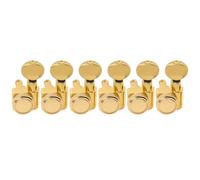 Musiclily Pro R18K 18:1 Ratio Gaucher 6 en Ligne 2-Pin Mécaniques à Blocage Locking Tuners avec Bouton Ovale Vintage pour Guitare électrique Fender Strat Tele, Doré