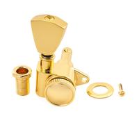 Musiclily Pro R18K 18:1 Ratio Mécanique à Blocage Individuelle Côté Basse Locking Tuner avec Bouton Keystone pour Guitare Acoustique électrique, Doré