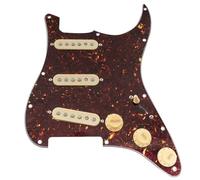 Musiclily Pro SE Pickguard Standard SSS Pre-cablé Loaded Pre-wired Pickguard avec Micros Staggered Alnico 5 Simple Bobinage pour Guitare Electrique Style Strat, 4 Plis Tortoise Shell