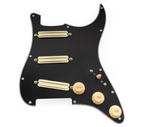 Musiclily Pro-SE ST-DPHA SSS Pickguard Précâblé avec Mini Rail Humbucker Alnico 5 pour Guitare électrique Style Strat, 3 plis Noir avec Micro Zebra