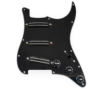 Musiclily Pro-SE ST-DPHC SSS Pickguard Précâblé avec Mini Rail Humbucker Céramique pour Guitare électrique Style Strat, 3 plis Noir