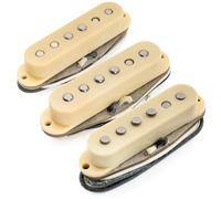Musiclily Pro ST-60S Staggered Alnico 5 Micros Manche Milieu Chevalet Simple Bobinage Pickups Set 5,8K pour Guitare Electrique Style Strat, Crème