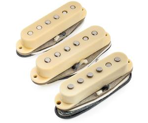 Musiclily Pro ST-60S Staggered Alnico 5 Micros Manche Milieu Chevalet Simple Bobinage Pickups Set 5,8K pour Guitare Electrique Style Strat, Crème
