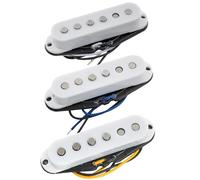 Musiclily Pro ST-60SE Staggered Alnico 5 Micros Simple Bobinage Manche Milieu Chevalet Pickups Set pour Guitare Electrique Style Strat, Blanc