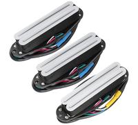 Musiclily Pro ST-DPHA Alnico 5 Rail Blade Set Micros Humbucker Format Simple Bobinage Manche Milieu Chevalet Super Distortion pour Guitare électrique Style Strat, Corps Blanc Rail Chrome