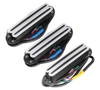 Musiclily Pro ST-DPHA Alnico 5 Rail Blade Set Micros Humbucker Format Simple Bobinage Manche Milieu Chevalet Super Distortion pour Guitare électrique Style Strat, Corps Blanc Rail Noir