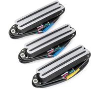 Musiclily Pro ST-DPHC Céramique Set Micros Humbucker Format Simple Bobinage Super Distortion pour Guitare électrique Style Strat, Corps Blanc Rail Noir