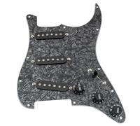 Musiclily Pro ST-SSS Pickguard Pre-cablé avec Artec Micros Black Pearl | Staggered Alnico 5 Simple Bobinage, pour Guitare Electrique Style Strat