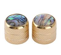 Musiclily Pro Taille Métrique 18-Splines Push-on Abalone Top Boutons Dôme Knobs pour Guitare électrique Telecaster ou Precision Bass, Noir(Lot de 2)