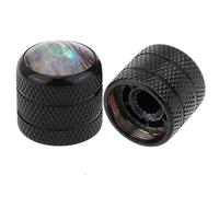 Musiclily Pro Taille Métrique 18-Splines Push-on Boutons Dôme de Potentiomètre Top Abalone pour Guitare électrique Telecaster ou Basse, Noir(Lot de 2)